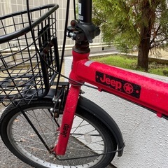Jeep 折りたたみ自転車 赤色 前バスケット付きの画像
