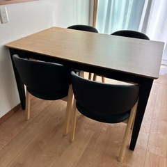 ムッシュ 121 木目調 ダイニングテーブル 4脚 チェア セット 4人掛けの画像