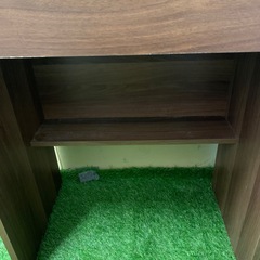 パソコンデスク　ミシン台　コンセント2口付き　ブラウン色の画像