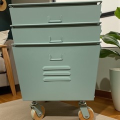 インダストリアル スチール3段ボックス グリーン 中古品販売 11Cの画像