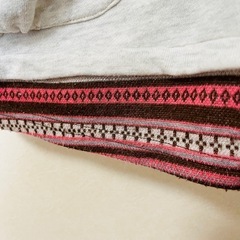 ナチュラルガーデン 長袖チュニック Lサイズ グレー×エスニック柄 ポケット付の画像