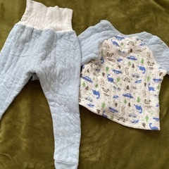 ベビー キッズ パジャマ 腹巻付き 男の子 80 キルト 車 恐竜柄 の画像