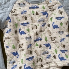 ベビー キッズ パジャマ 腹巻付き 男の子 80 キルト 車 恐竜柄 の画像