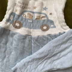 ベビー キッズ パジャマ 腹巻付き 男の子 80 キルト 車 恐竜柄 の画像