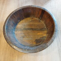 古道具 木製鉢 大ぶり 桶 樽 古民具 レトロ　/UJ-1378 2Fの画像