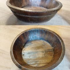 古道具 木製鉢 大ぶり 桶 樽 古民具 レトロ　/UJ-1378 2Fの画像