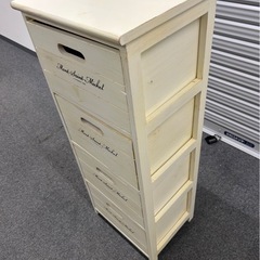 ミッシェルシリーズ アンティーク調ストッカー 4段 ホワイト　木製チェストの画像