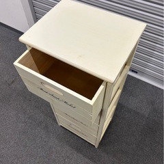 ミッシェルシリーズ アンティーク調ストッカー 4段 ホワイト　木製チェストの画像