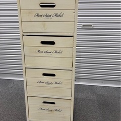 ミッシェルシリーズ アンティーク調ストッカー 4段 ホワイト　木製チェストの画像