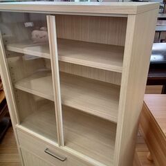 ★リユースのサカイつくば店★TK7283  食器棚 ナチュラル H119×D30×W57 クリーニング済みの画像