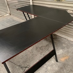 組み立て式L字型デスク　机　黒の画像