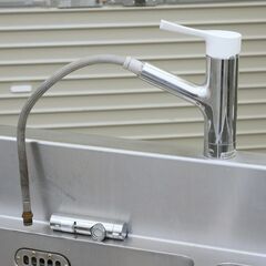 ≪zyt2567ジ≫ マルゼン ステンレス製 業務用2槽シンク BS2-126 幅120cm 奥行60cm バックガード付 混合水栓+単水栓付き 難あり現状品 中古厨房機器/宮城県仙台市 71102-02の画像