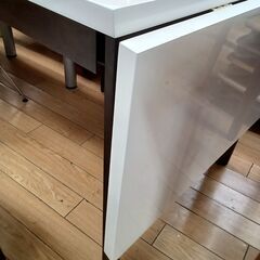 ★リユースのサカイつくば店★TK7285  伸縮ダイニングテーブルセット ブラウン H70×D75×W80～120 クリーニング済みの画像