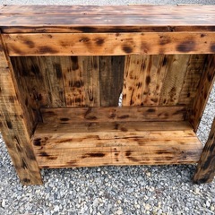 焼き板仕上げ　カウンターテーブル　DIY 水性ウレタンニス塗装の画像