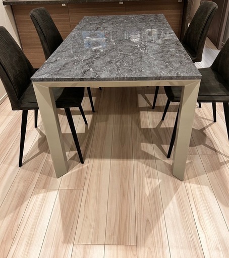 桜屋工業 大理石風ダイニングテーブル&東谷 ダイニングチェア4脚セット