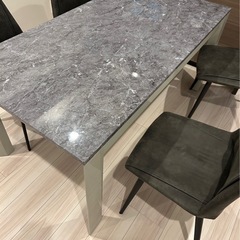 桜屋工業　大理石風ダイニングテーブル&東谷　ダイニングチェア4脚セット cherry  ダイニングセットの画像