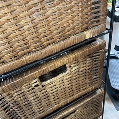 ラタン4段収納ボックス　キャスター付きの画像