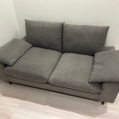 東谷　バーベナ　脚付き2人掛けファブリックソファ　2pソファ　グレーの画像