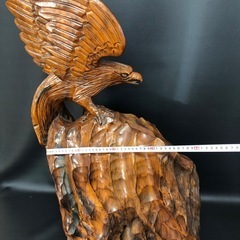 タカ 鷹 木彫り オブジェ アンティーク 置物 レトロ 飾り 251113-01の画像