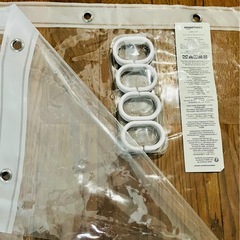 【16日までお値下げ！】耐水型　シャワーカーテン　フック付き　183×213cmの画像