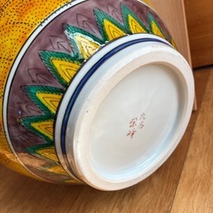 九谷焼　九谷栄峰 造　青手九谷花鳥文花瓶　花器　花入の画像