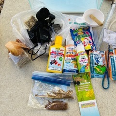 【フルセット】GEX 水槽S 小物　セット　まとめ　エサ　未使用　海老　エビ　飼育　ポンプ　知育　子育て　生き物　自宅　熱帯魚　趣味　洗浄　接着剤　網　すり鉢の画像