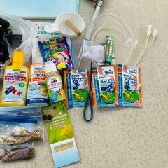 【フルセット】GEX 水槽S 小物　セット　まとめ　エサ　未使用　海老　エビ　飼育　ポンプ　知育　子育て　生き物　自宅　熱帯魚　趣味　洗浄　接着剤　網　すり鉢の画像