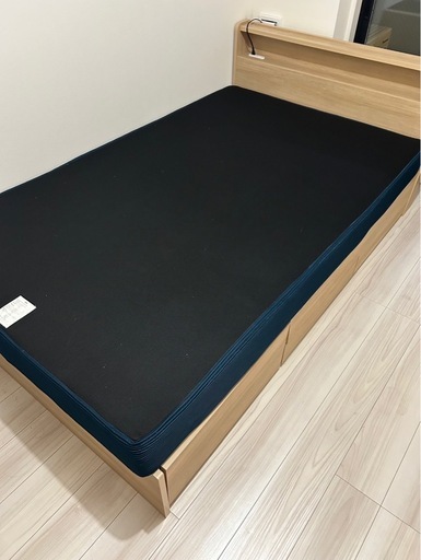 circle セミダブルマットレス収納付き木製セミダブルベッドフレームセット