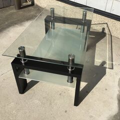 413 ガラステーブル コーヒーテーブル 幅約88cm 強化ガラス天板 収納 おしゃれ リビングテーブルの画像