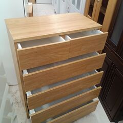 リユースのサカイ栃木店★ジモティ割あり★ NITORI チェスト ベージュ W80×D42.2×H107.5 クリーニング済み TC11564の画像