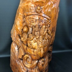 七福神　船　置物　オブジェ　レトロ　縁起物　木彫り　251113-02の画像