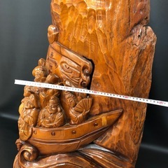 七福神　船　置物　オブジェ　レトロ　縁起物　木彫り　251113-02の画像