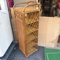 収納棚　電話台　下駄箱　籐家具の画像