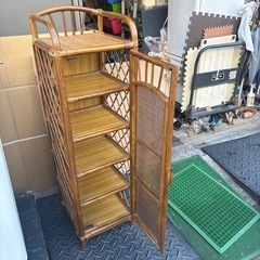 収納棚　電話台　下駄箱　籐家具の画像