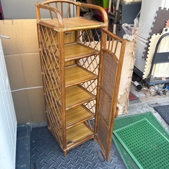 収納棚　電話台　下駄箱　籐家具の画像