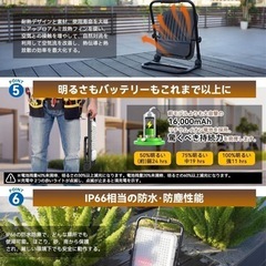 【新品未使用】投光器 充電式 led 作業灯 200W相当 超高輝 屋外照明 LEDライトの画像