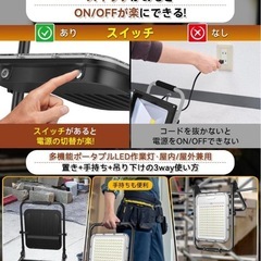 【新品未使用】投光器 充電式 led 作業灯 200W相当 超高輝 屋外照明 LEDライトの画像