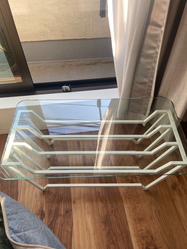 unico   ローテーブル　ガラス天板　おしゃれ　ローテーブル　サイドテーブル　白　　マガジンラック　見せる収納