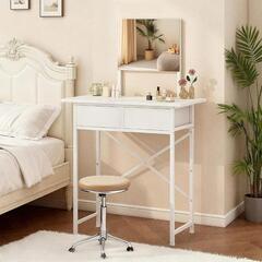 ドレッサー❣️コンパクト 白 収納付 引き出し スライドミラー 収納沢山 化粧台の画像