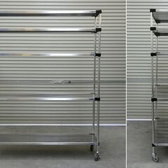 ≪zyt2568ジ≫マルゼン ソリッドシェルフ 大型メタルラック 棚板5段 キャスター式 幅152cm SM1520 D460mmシリーズ 現状品 食器棚/調味料棚/中古厨房機器/宮城県仙台市 71029-11の画像