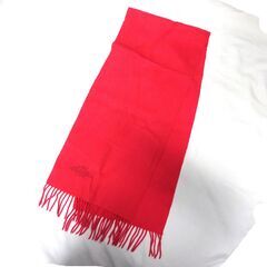 ( E-13 )LONGCHAMP ロンシャン マフラー フリンジ カシミヤ ロゴ ピンク 中古の画像