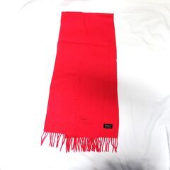 ( E-13 )LONGCHAMP ロンシャン マフラー フリンジ カシミヤ ロゴ ピンク 中古の画像