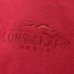 ( E-13 )LONGCHAMP ロンシャン マフラー フリンジ カシミヤ ロゴ ピンク 中古の画像