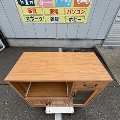 佐藤産業 レンジ台 食器棚 ナチュラル 幅88cmの画像