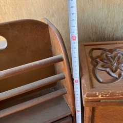 昭和レトロ　マガジンラック　２つセット　裁縫ケース　木の画像