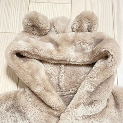 60 80 サイズ ベビー キッズ ポンチョ くま耳の画像