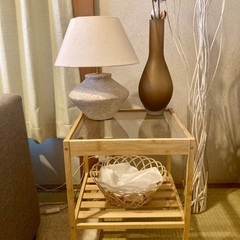 イケア NESNA ネスナ サイドテーブル, 竹, 36x35 cmの画像