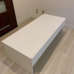 高級 ローテーブル ホワイト  幅110cm 引き出し付きの画像