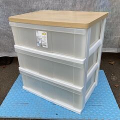 お譲りします！ 天板がおしゃれな！！ アイリスオーヤマ 3段 チェスト（中古・Aランク）の画像