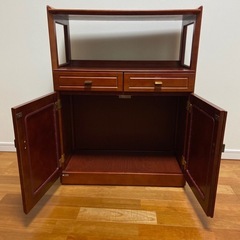 レトロカリモク木製キャビネット ブラウン 収納の画像
